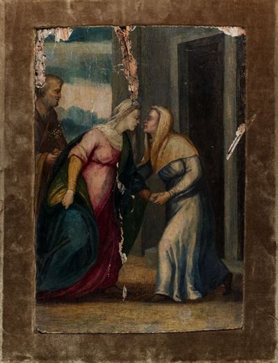 La Visitazione, olio su tavola