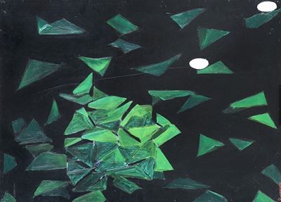 Alberi nella notte, 1955, olio su tavola
