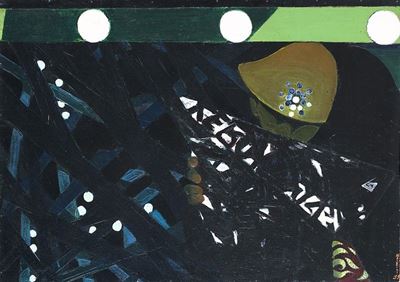 Treno sotterraneo (1955), olio su tavola