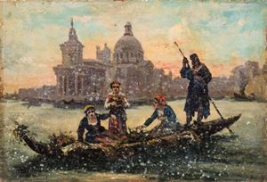 Venice, on gondola in fronte of the Salute