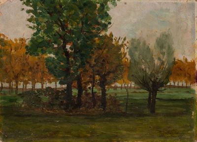 Scuola romana, Parco, olio su cartone