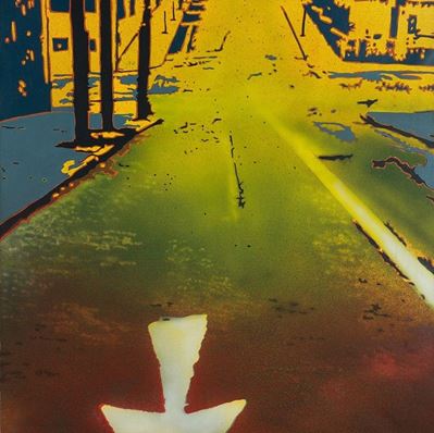 Paesaggio urbano, 1972, tela emulsionata e acrilico