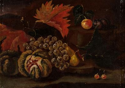 Frutti autunnali en plein air, olio su tela