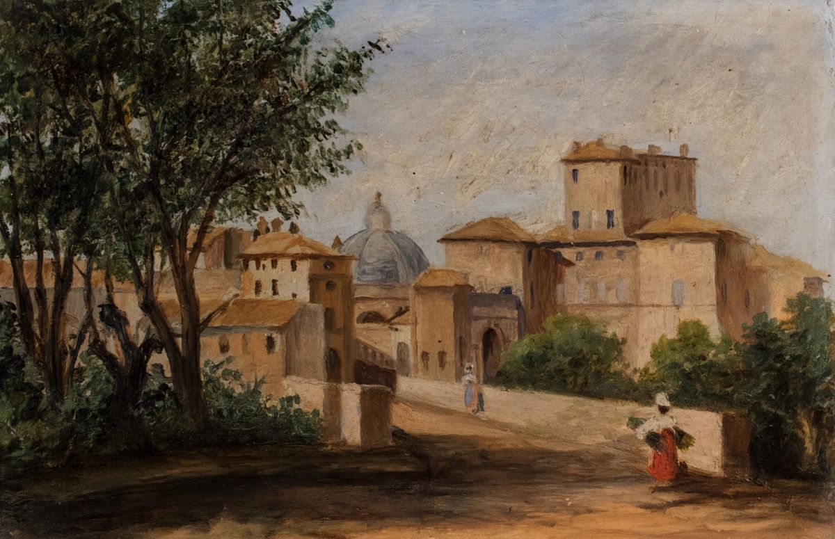Scuola Italiana, Secolo XIX - Tre vedute dei Castelli Romani, Ariccia e Lago di Castel Gandolfo e...