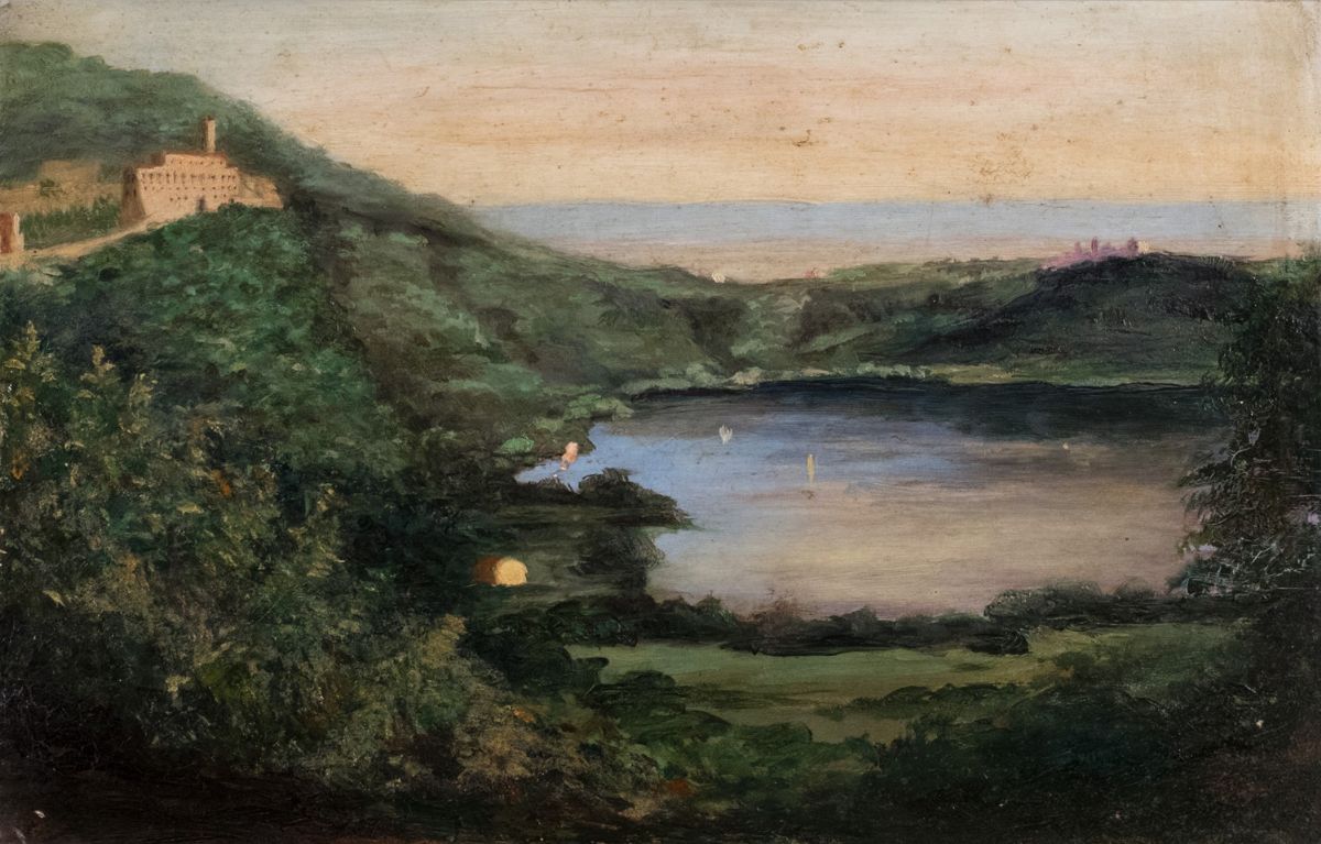 Scuola Italiana, Secolo XIX - Tre vedute dei Castelli Romani, Ariccia e Lago di Castel Gandolfo e...