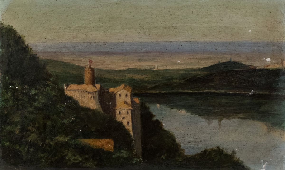 Scuola Italiana, Secolo XIX - Tre vedute dei Castelli Romani, Ariccia e Lago di Castel Gandolfo e...