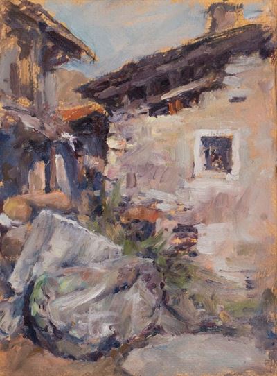 Coppia di dipinti, olio su cartone