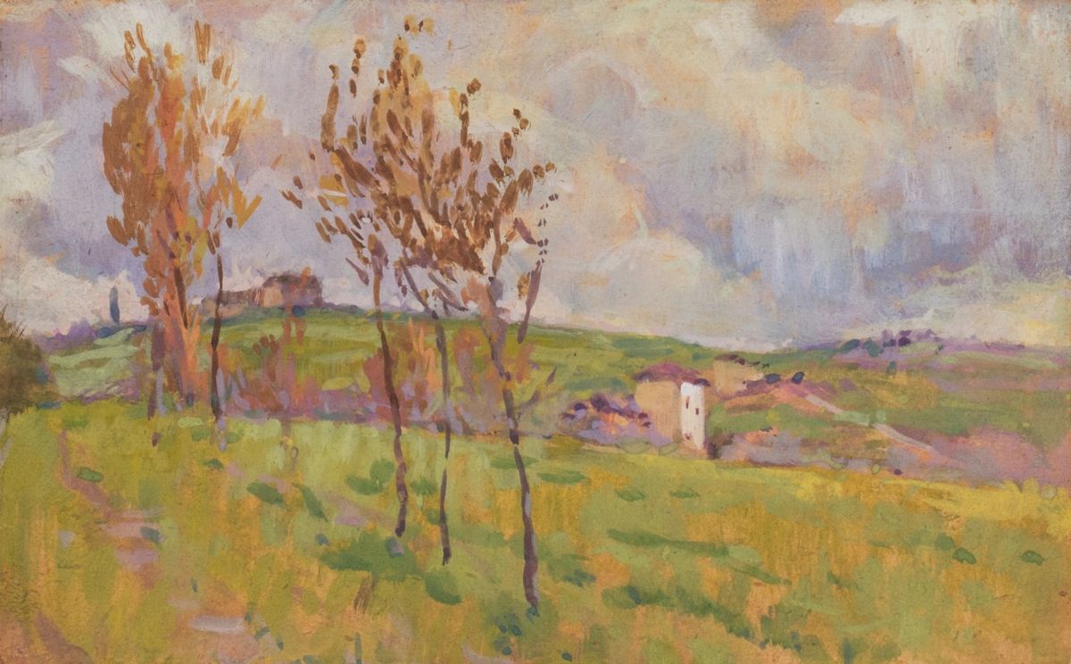 Angelo Rossi - Coppia di dipinti, olio su cartone