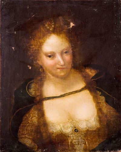 Ritratto di dama a mezzo busto, olio su tela