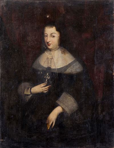 Ritratto di dama in abito scuro a mezzo busto