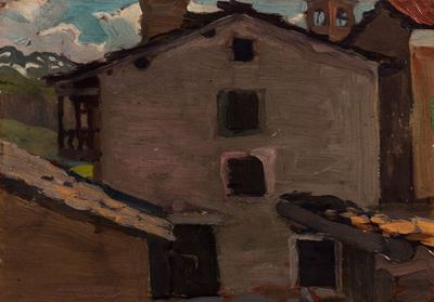 Casetta rustica, olio su tavola