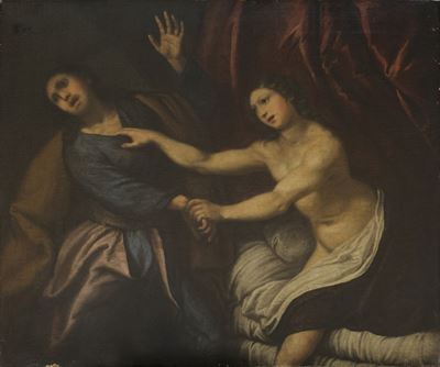 Giuseppe e la moglie di Putifarre, olio su tela