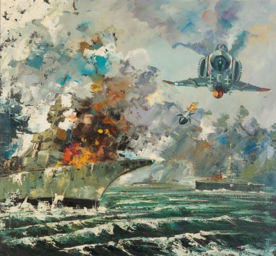 Bombardamento, olio su tela