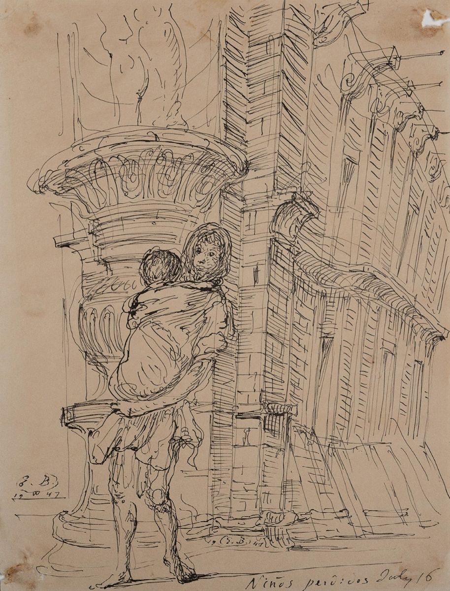 Eugene Berman - Due disegni in china su carta (1947)