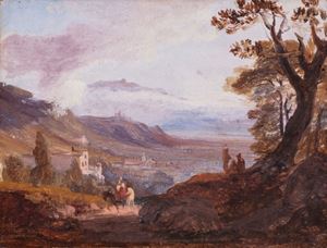 Paesaggio laziale con viandanti