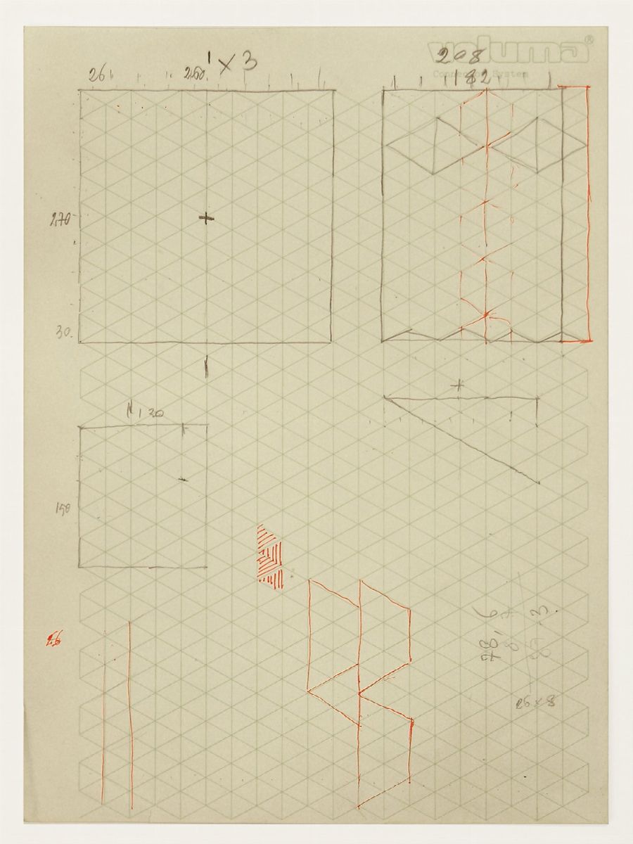 Munari, Bruno - Munari, Studio per complementi di arredo - Bozzetti e dattiloscritti