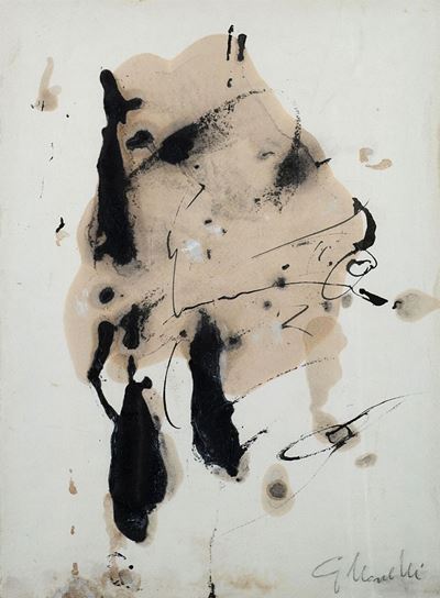 Senza titolo (1957), olio e inchiostro su carta intelata