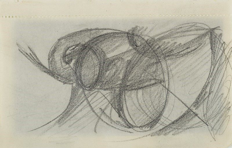 Giacomo Balla - Linea di velocità + vortice, matita su carta, 1913 ca.