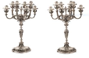 COPPIA DI CANDELABRI A OTTO LUCI IN ARGE