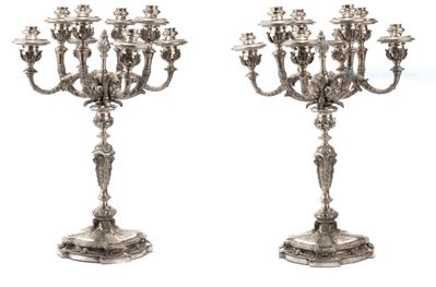 Coppia di Candelabri a Otto Luci in Arge