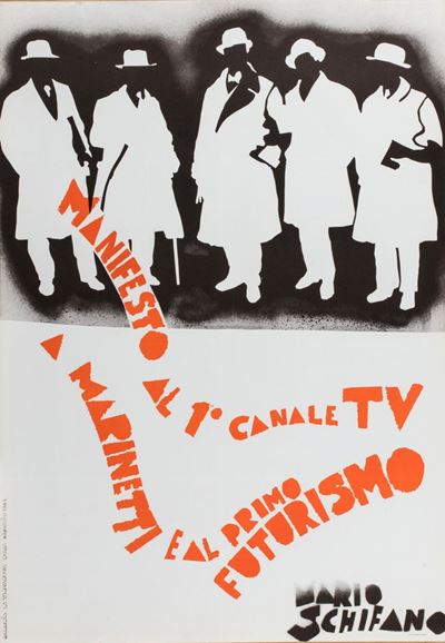 Manifesto al 1° canale tv a Marinetti e al primo futurismo, manifesto, 1967, cm 100 x 70