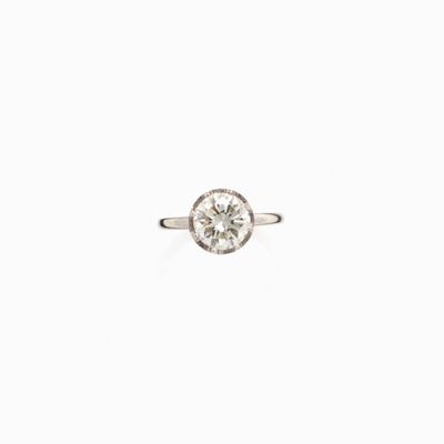 Anello Solitario in Diamante in Oro Bian