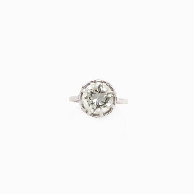 Anello Solitario in Diamante in Oro Bian
