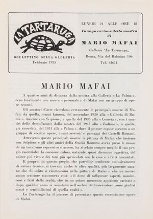 Mafai Mario - Bollettino della galleria La Tartaruga, febbraio 1955