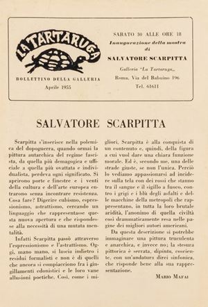 Scarpitta Salvatore - Bollettino della galleria La Tartaruga, aprile 1955