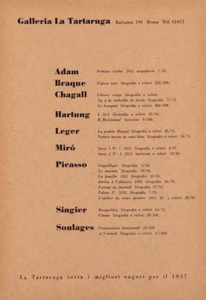 Adam, Braque, Chagall, Hartung, Léger, Mirò, Picasso, Singier, Soulages - Mostra collettiva