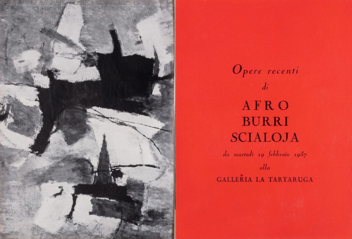 Afro, Burri, Scialoja - Locandina-invito della mostra personale, Galleria La Tartaruga, Roma 1957