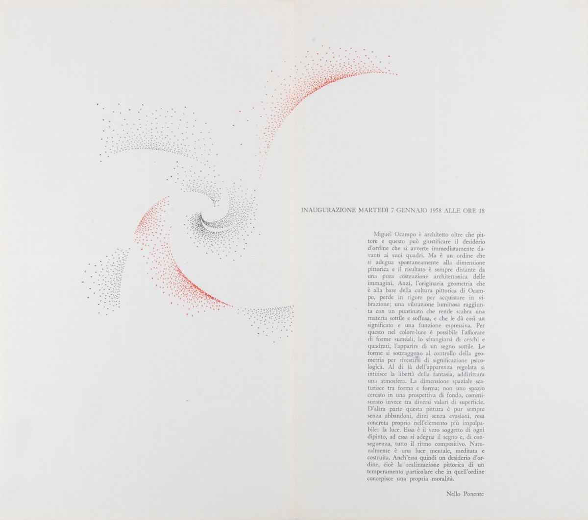 Ocampo - Mostra personale - Locandina invito 1958