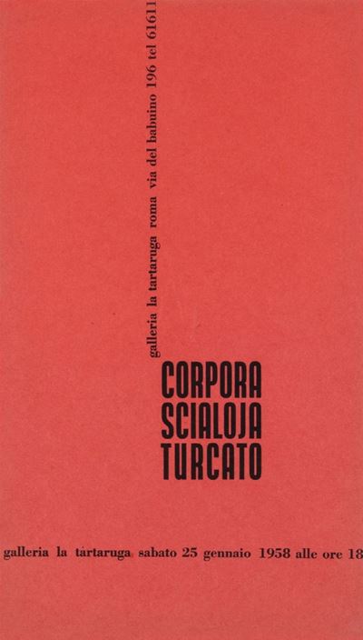 Invito alla mostra collettiva, Galleria La Tartaruga, Roma, 1958