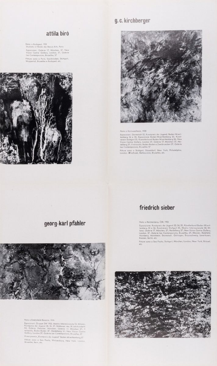 Biro, Kirchberger, Pfahler, Sieber - Galleria La Tartaruga, Piega della mostra collettiva, Roma 1...