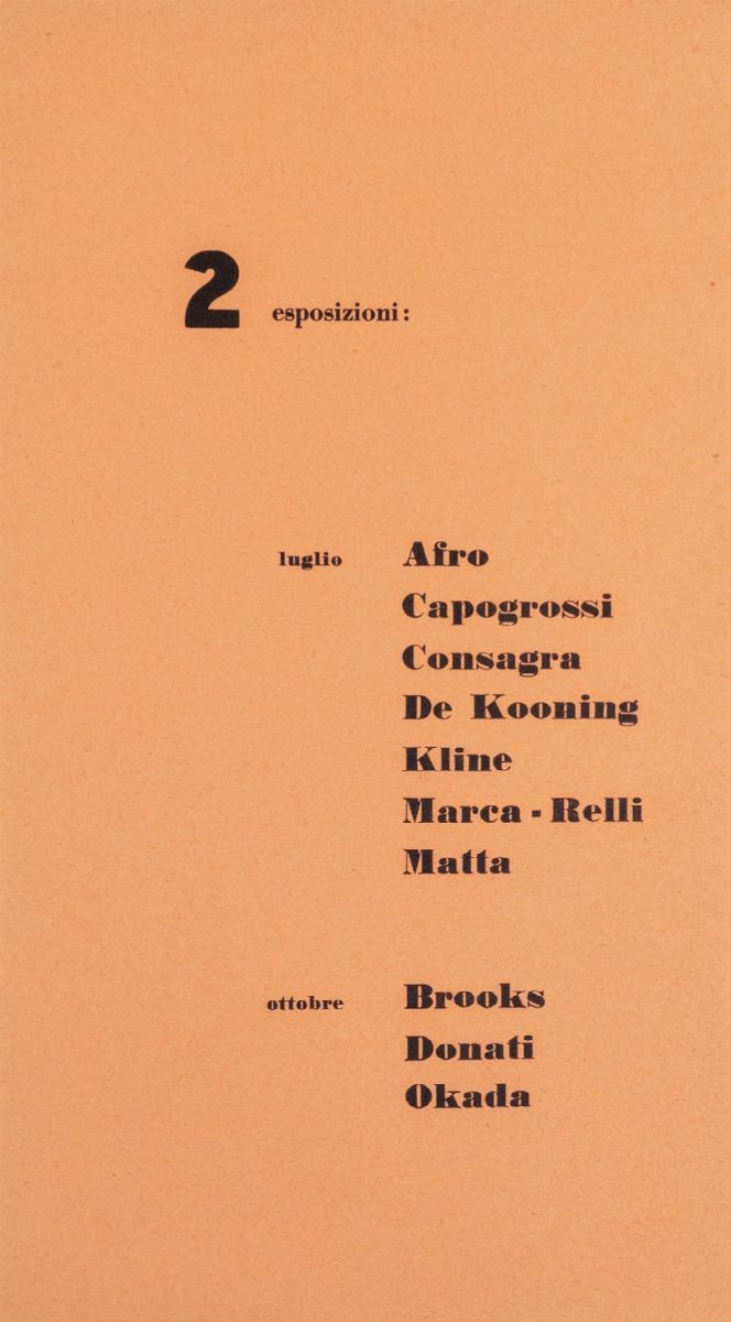 Luglio - Ottobre 1958 - Catalogo di Due Mostre Collettive, Galleria La Tartaruga, Roma, 1958