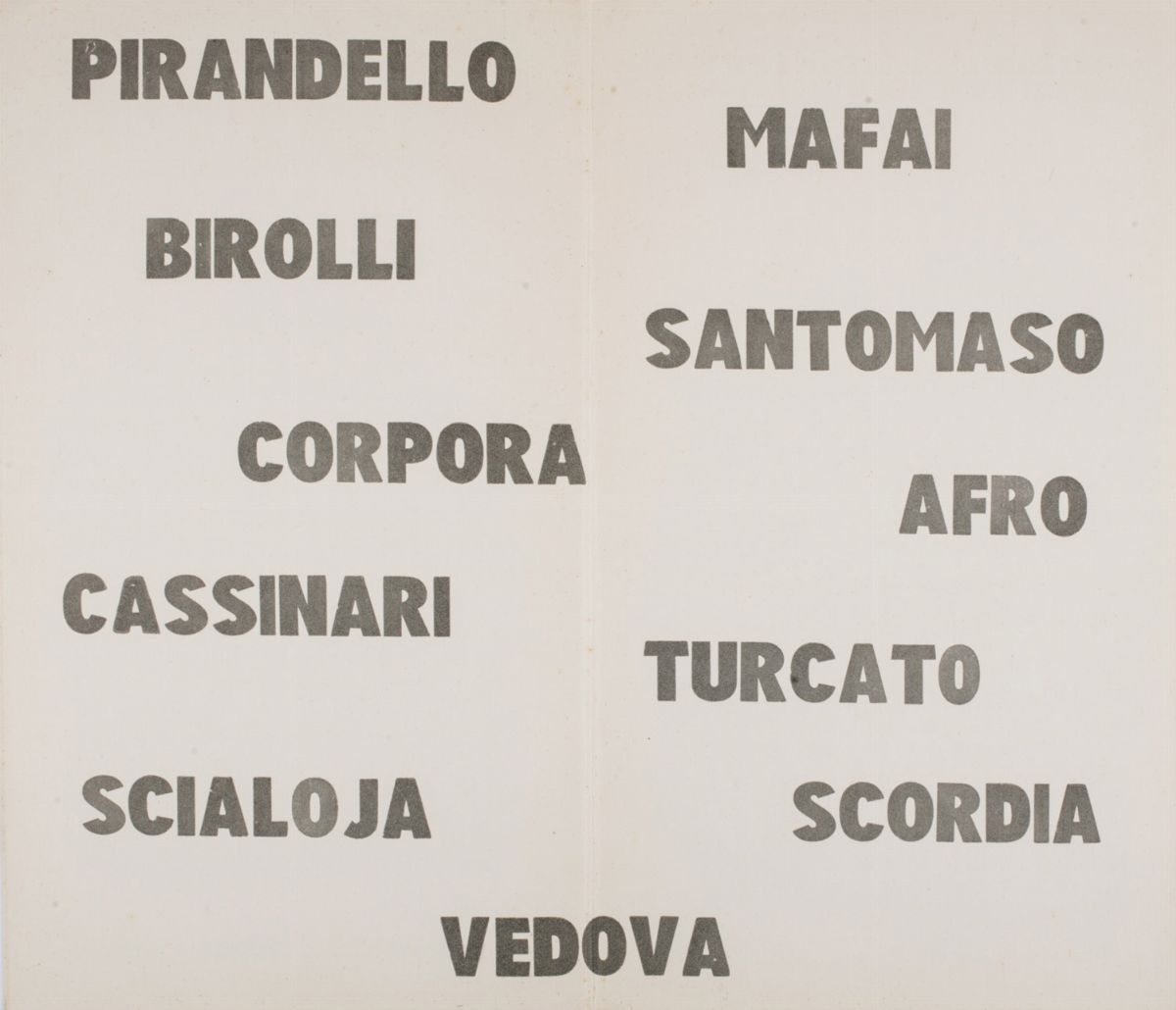 Mostra collettiva, locandina invito '11 pittori italiani d'oggi', 1959