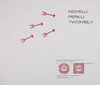 Locandina-invito alla Mostra Collettiva, Galerie Aujourd'hui - Palais des Beaux Arts, Bruxelles, ...