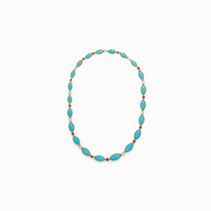 COLLANA IN TURCHESI, DIAMANTI E RUBINI
r