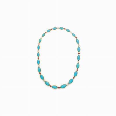 Collana in Turchesi, Diamanti e Rubini R