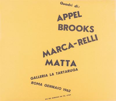 Locandina invito alla mostra collettiva Galleria La Tartaruga, Roma, 1962