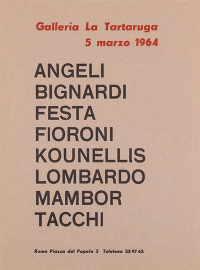 Invito alla Mostra Collettiva, 1964, Galleria La Tartaruga