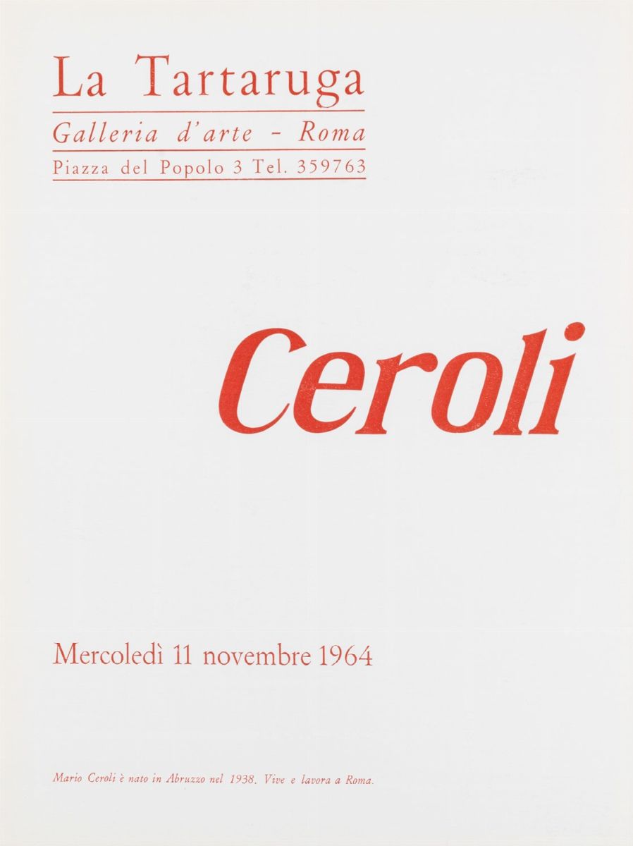 Mario Ceroli - Invito alla prima mostra personale, 1964