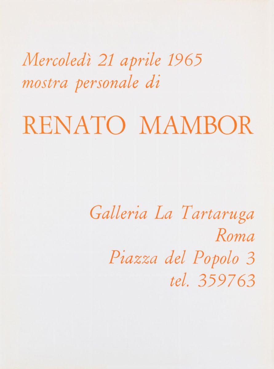 Renato Mambor - Invito alla prima mostra personale, 1965