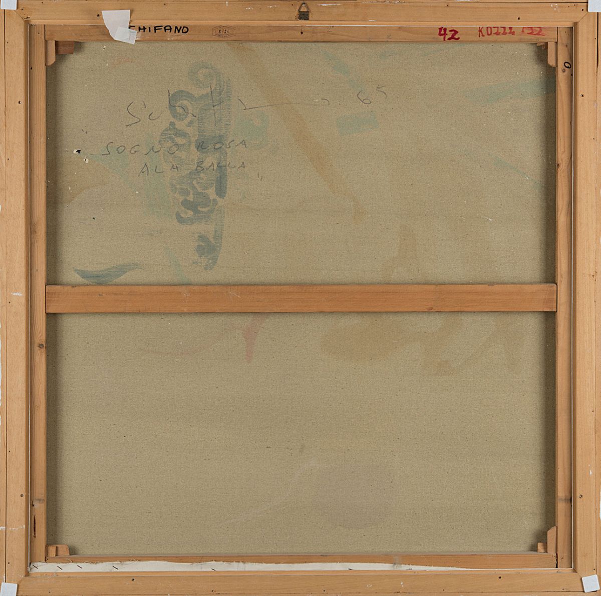 Mario Schifano - Un sogno rosa per Balla, 1965, smalto e grafite su tela