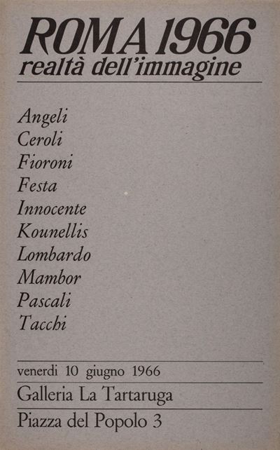 Locandina della mostra collettiva "Roma 1966 realtà dell'immagine"