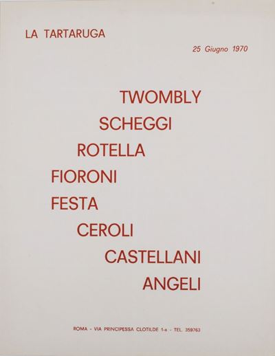 Invito alla Mostra Collettiva, Galleria La Tartaruga, Roma, 1970