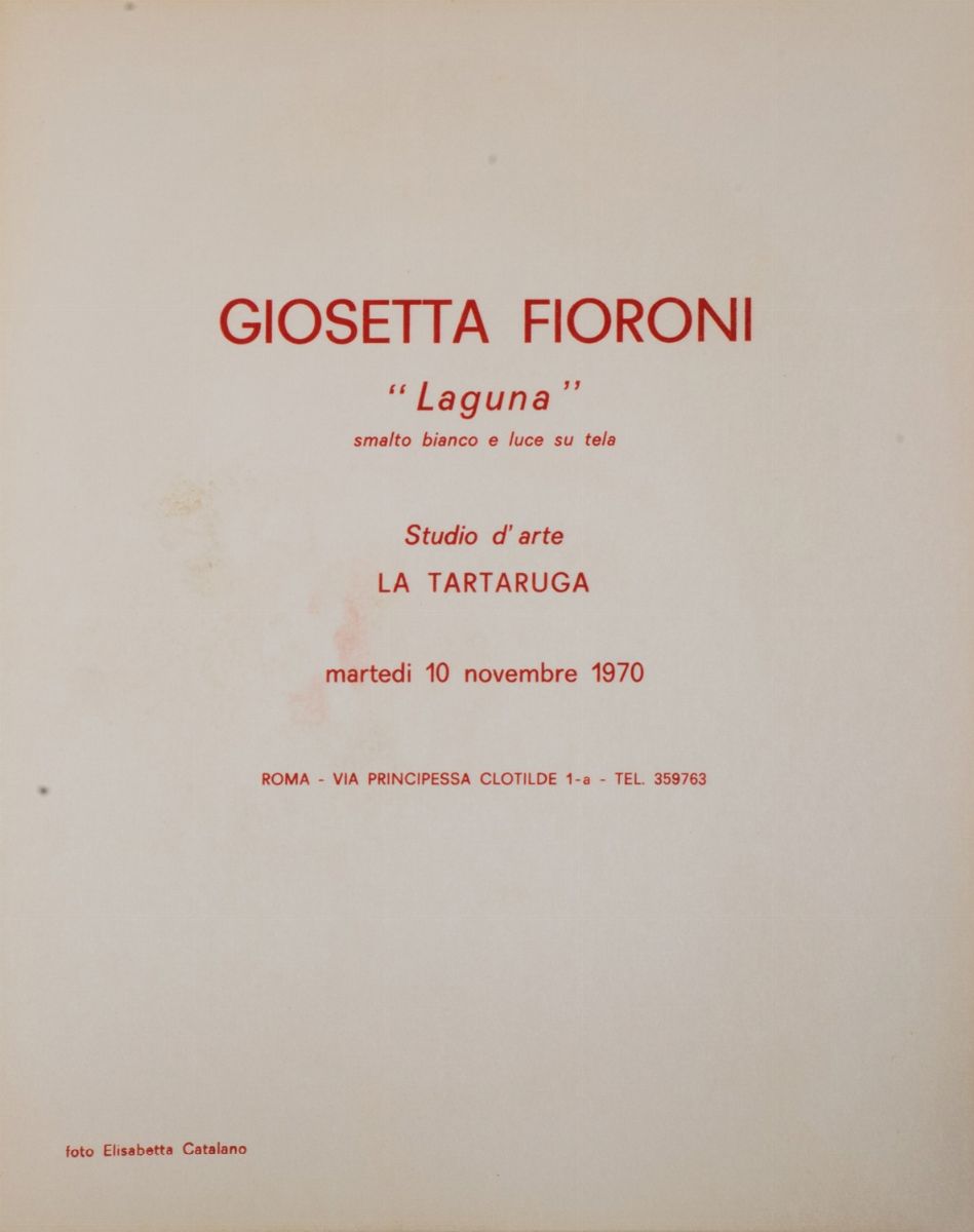 Giosetta Fioroni - Invito alla mostra personale presso La Tartaruga, Roma