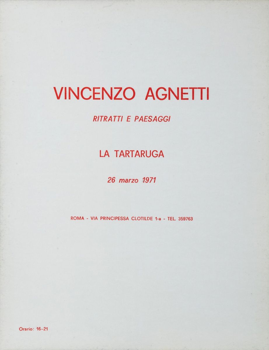 Vincenzo Agnetti - Invito alla mostra personale - Ritratti e paesaggi