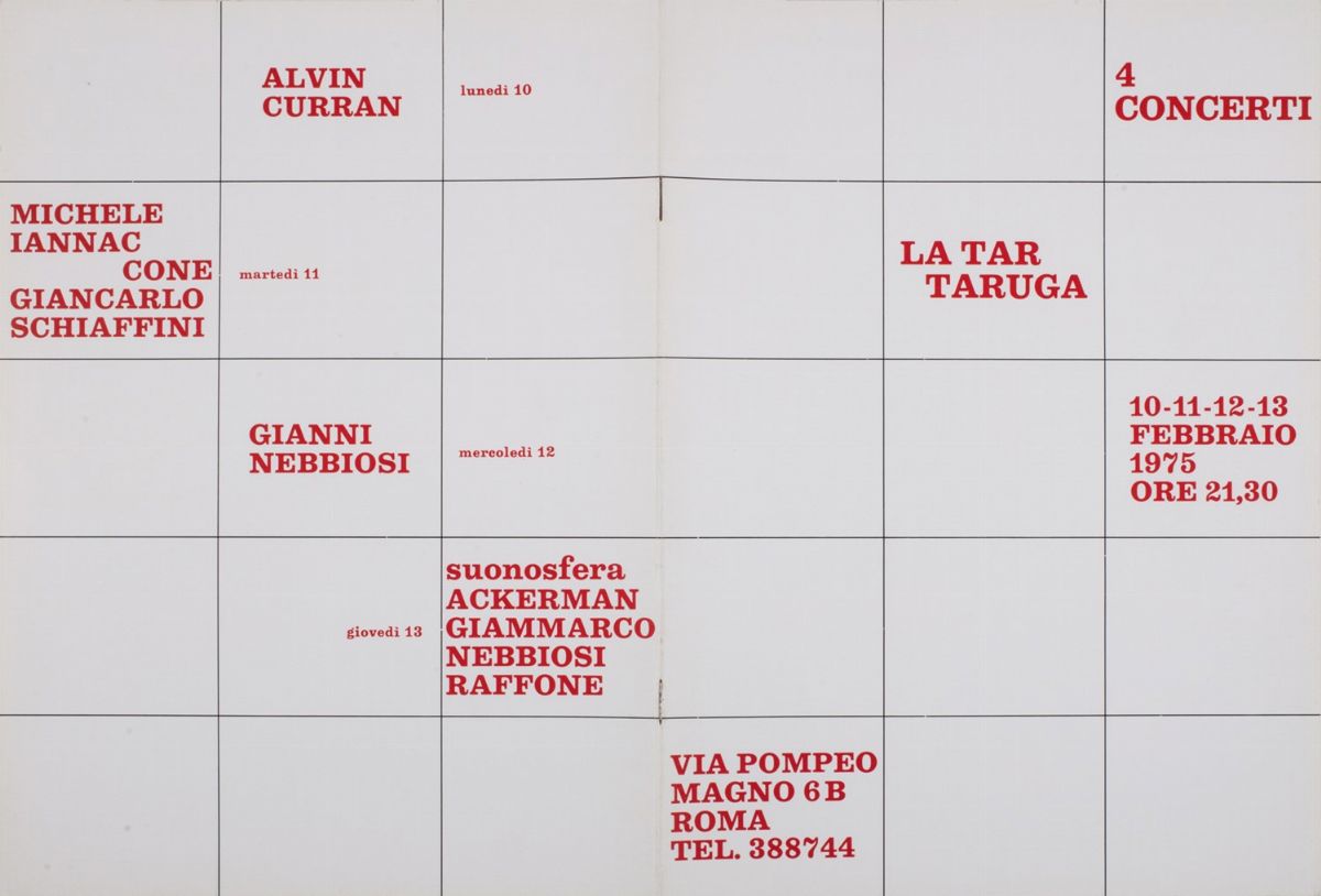 Curran, Iannaccone e Schiaffini, Nebbiosi, Suonosfera - 4 concerti, catalogo e inviti