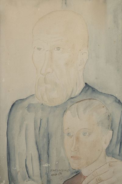 Uomo con bimbo - Mathausen, 1918
